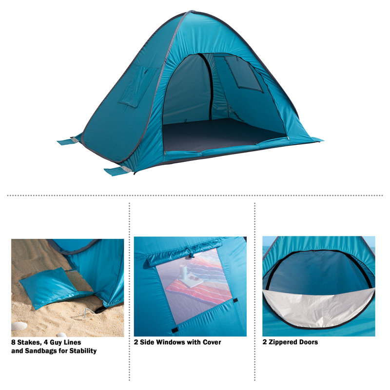 Wakeman Pop Up Beach Tent Sun Shelter with UV Protection Water and
